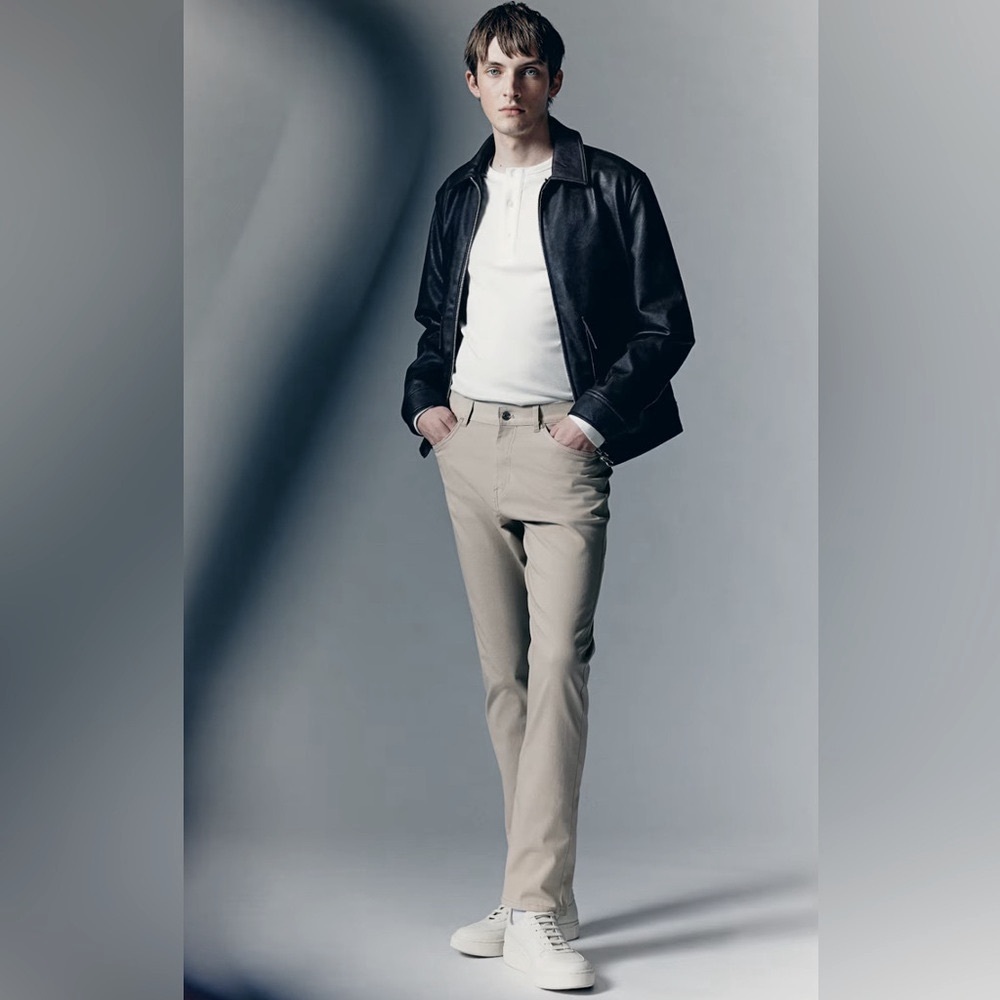 Sz US W32 L 32 H&M slim fit men cotton twill pants light  Beige